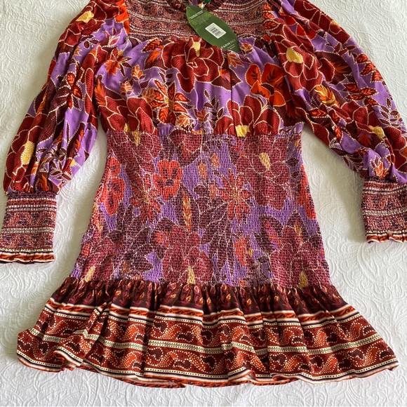 🥭 FARM RIO Sweet Floral Long Sleeve Minidress - Picture 8 of 17